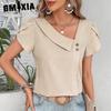 GMXIA Dámská móda Ležérní jednobarevné halenky a košile s krátkým rukávem a výstřihem do V