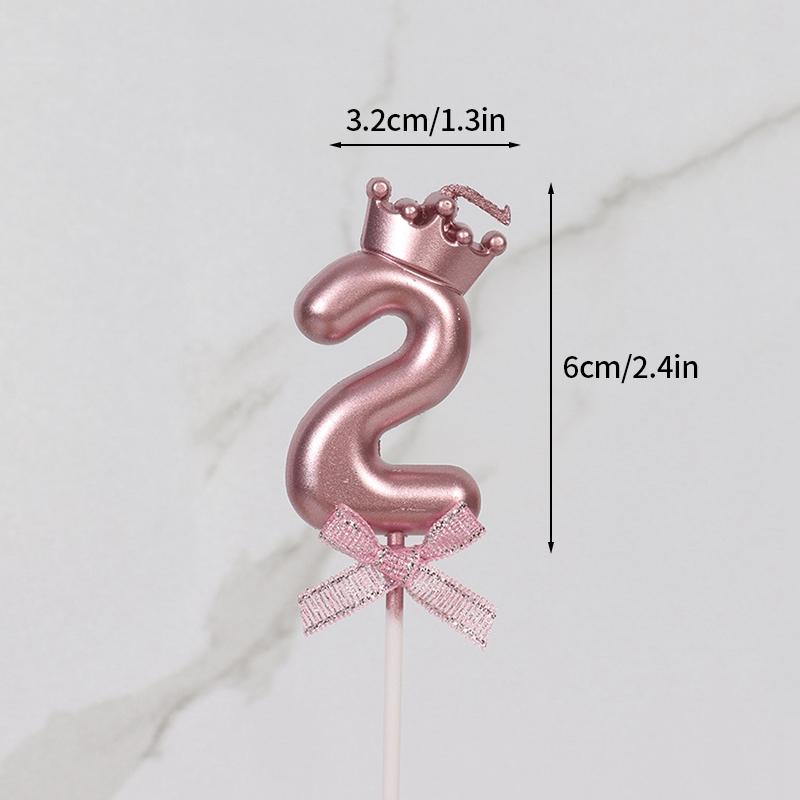 Pink Crown Candle Birthday 0-9 Number Cake Decoration Digital Candles Dessert Insert Decor Party Anniversary Day Cake Decor