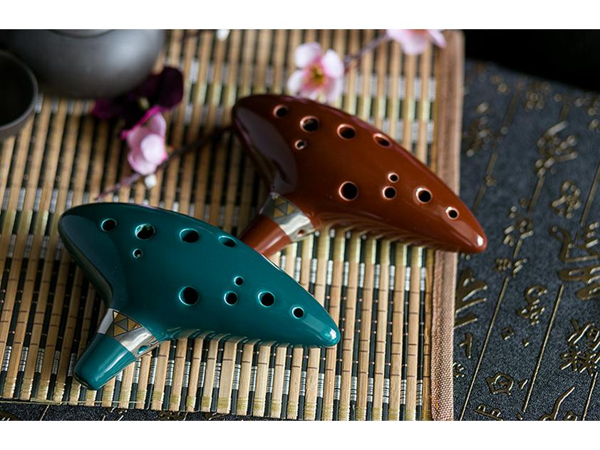 Dark Green 12-Hole Alto C Key Zelda Ocarina with Excellent Intonation and Tone