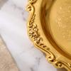 2pcs Golden Color Fruit Decorative Plate Carved Edge Round Food Tray  For Baked Goods