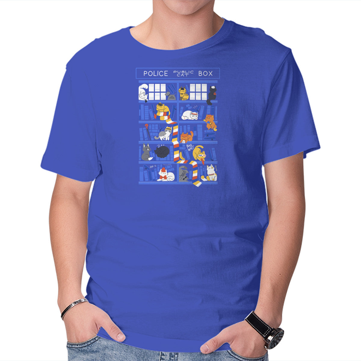 Unisex Crew Neck T-Shirt Library Box Who Graphic Short Sleeve Casual Tee XXL