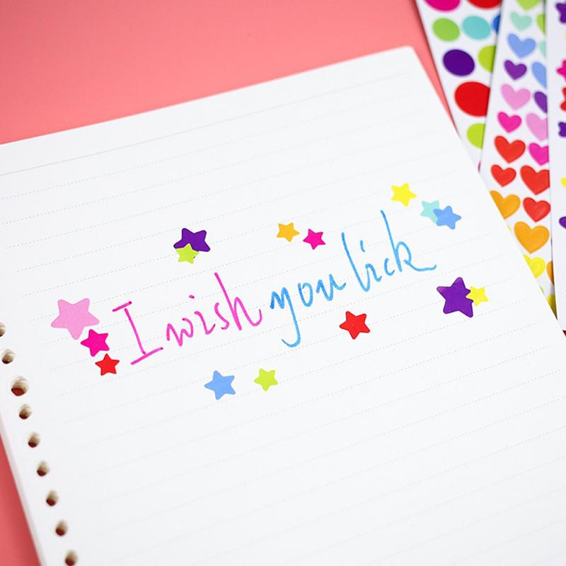 10 Sheets/Pack Scrapbook Decorative Stickers Colorful Star Heart Round Dot Self-Ahesive Journal Stationery Handmade Material ZYF