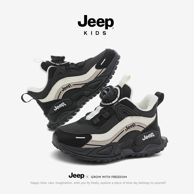 

2025 Jeep Girls Fleece-Lined Sports Shoes: Warm Autumn/Winter Cotton Shoes for Mid and Older Kids 34 чорний білий колір