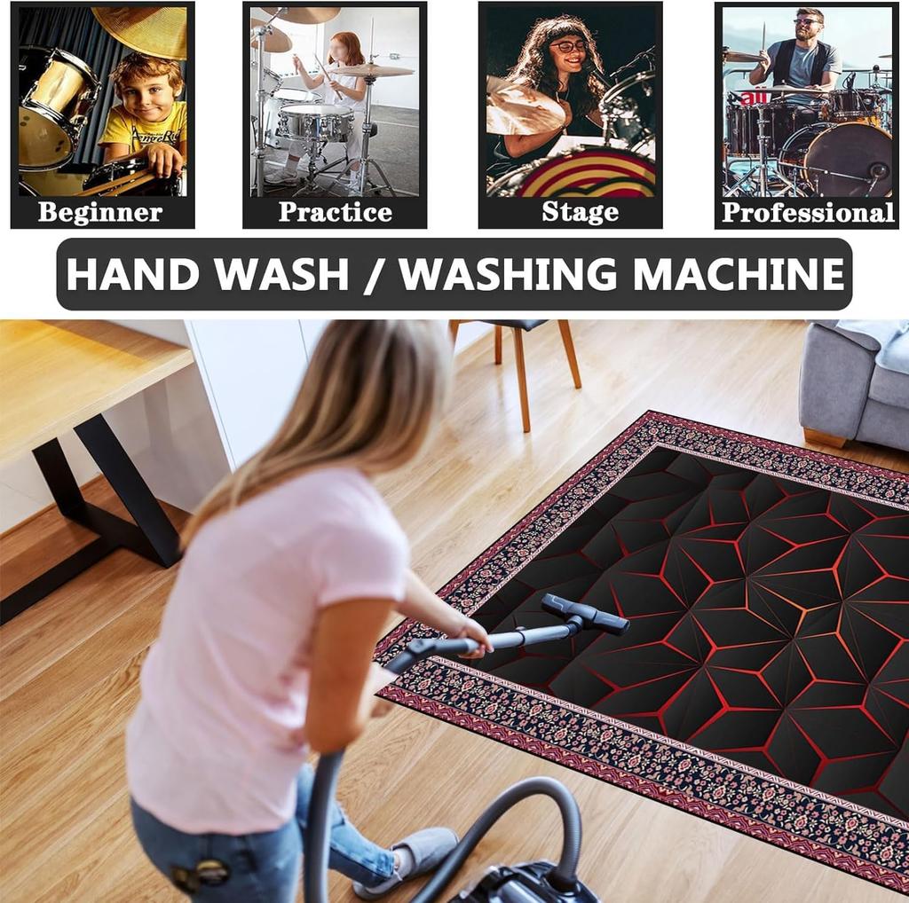 Sound-Absorbing Drum Mat for Electronic Drums, Non-Slip Anti-Noise Floor Mat, Soundproof Practice Rug for Acoustic Drums