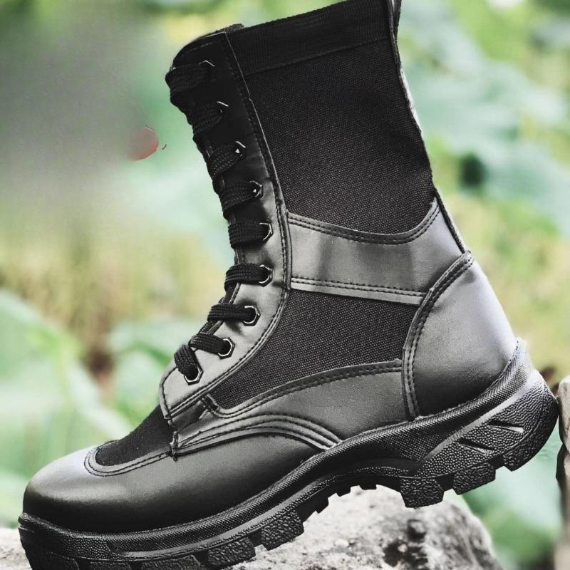 Fashion Unisex High-top Shoes Mesh Breathable Training Boots Fashion Casual Canvas Boots Work Safty Shoes Mens Desert Combat Boots Botas