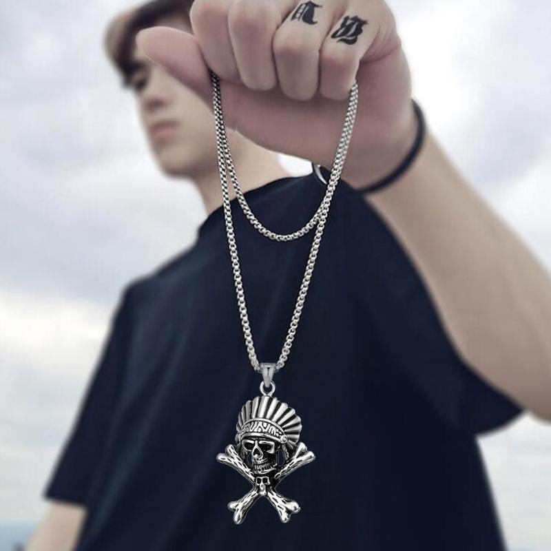 European and American Trendsetters, Titanium Steel Hip-hop Necklace, Men's Trendy Trampoline, Versatile Pendant