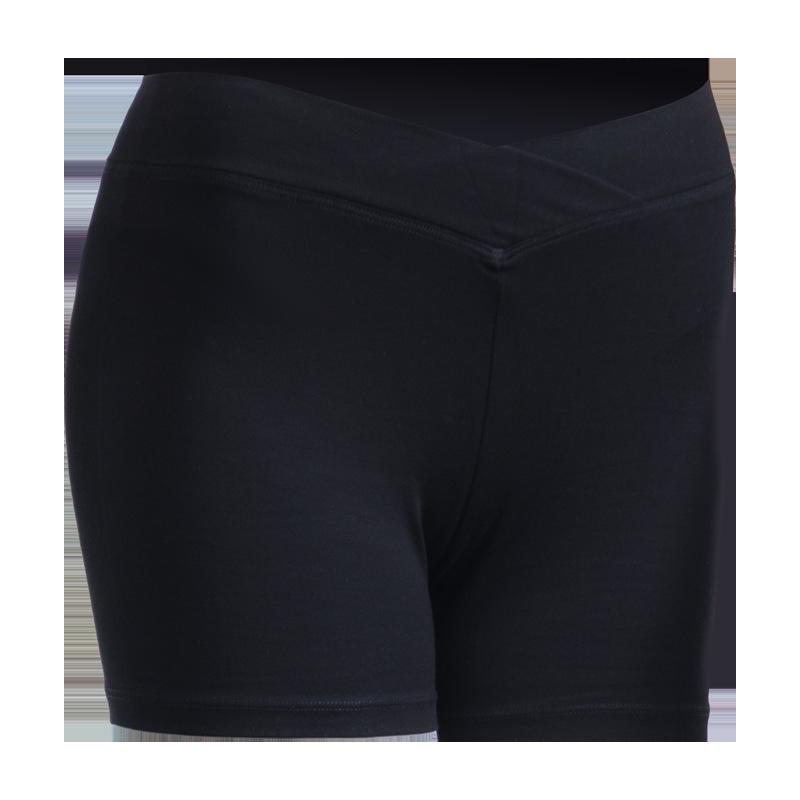 Ballett-Baumwoll-Übungsshorts für erwachsene Frauen - Schwarz, eng anliegend, körperformendes Design mit flachem Bein