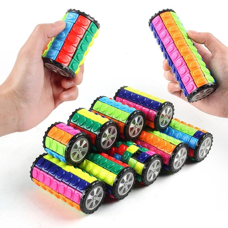 TOBEFU 3D Magic Corn Cube Tower Puzzle Speed Cube Wheel Rotating Game Cubos Cylindrical Toys for Children Educational Gifts