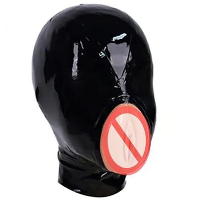 MFMYEE Restraint Dance Performance Hood Restraint Mask Adult Costume Hood Latex Roleplay Back Zipper (L)