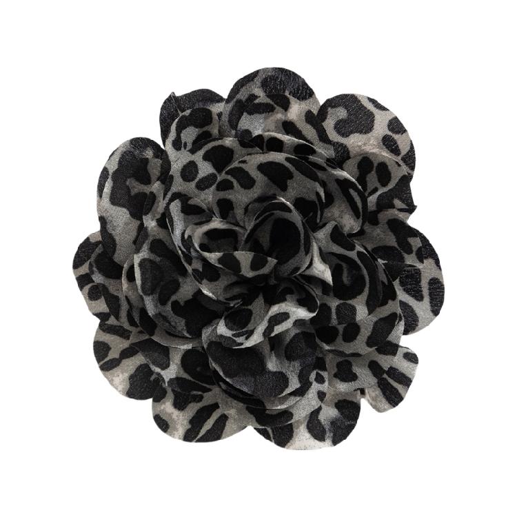 

Leopard Print Flower Brooch for Fashionable Women Duckbill Clip Breastpin Handmade Sweater Pin Party Gathering Accessory чорний