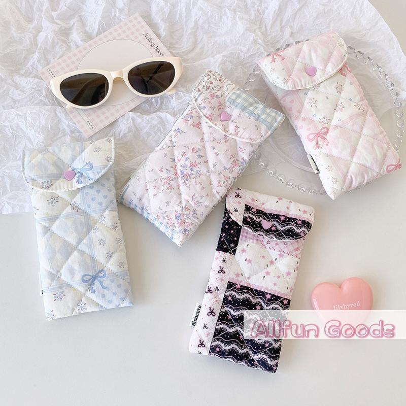 1Pcs Fashion Floral Bow Snap Pen Bag Student Stationery Girl Portable Glasses Storage Bag Large Capacity Travel Makeup Bag Gifts