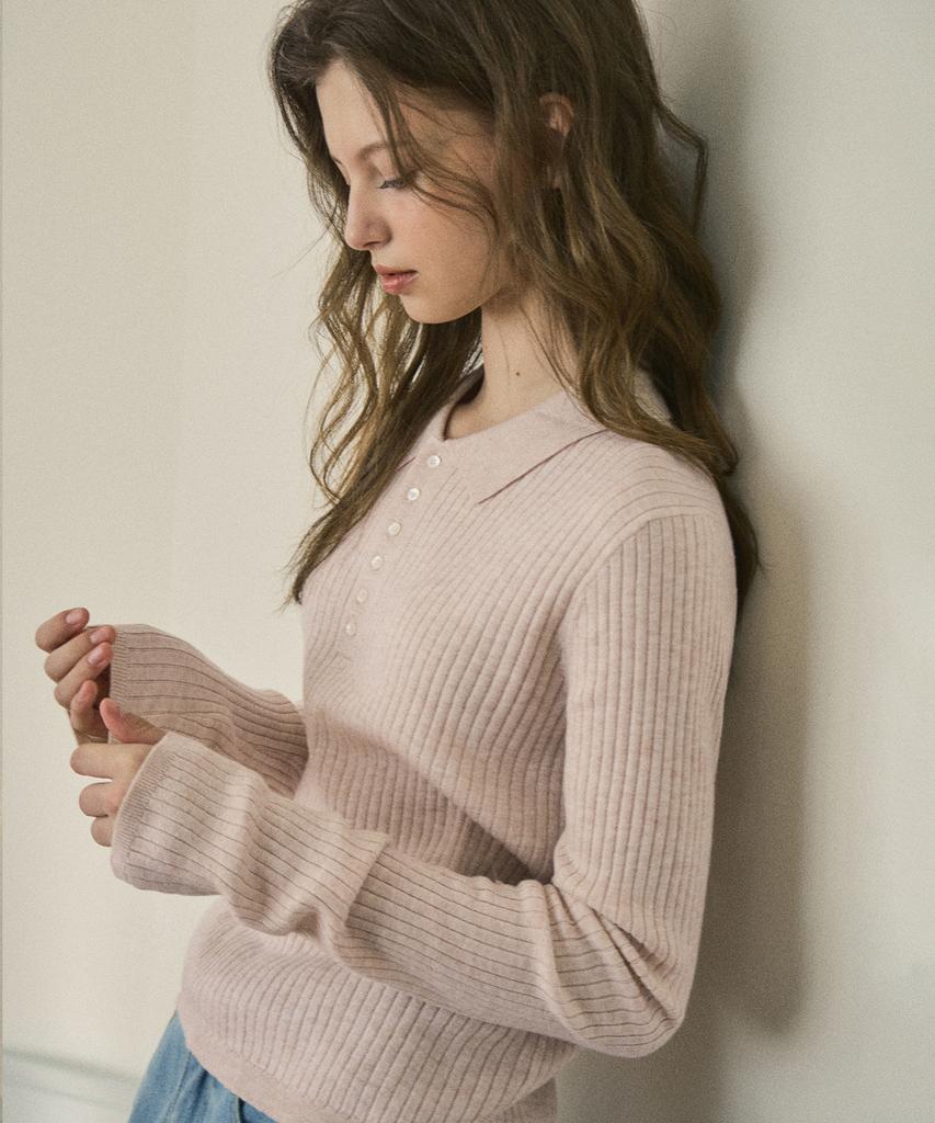 Aueonoseuteljia Deer Ribbed Collar Knit_Light Pink(Oc25-Kn01)