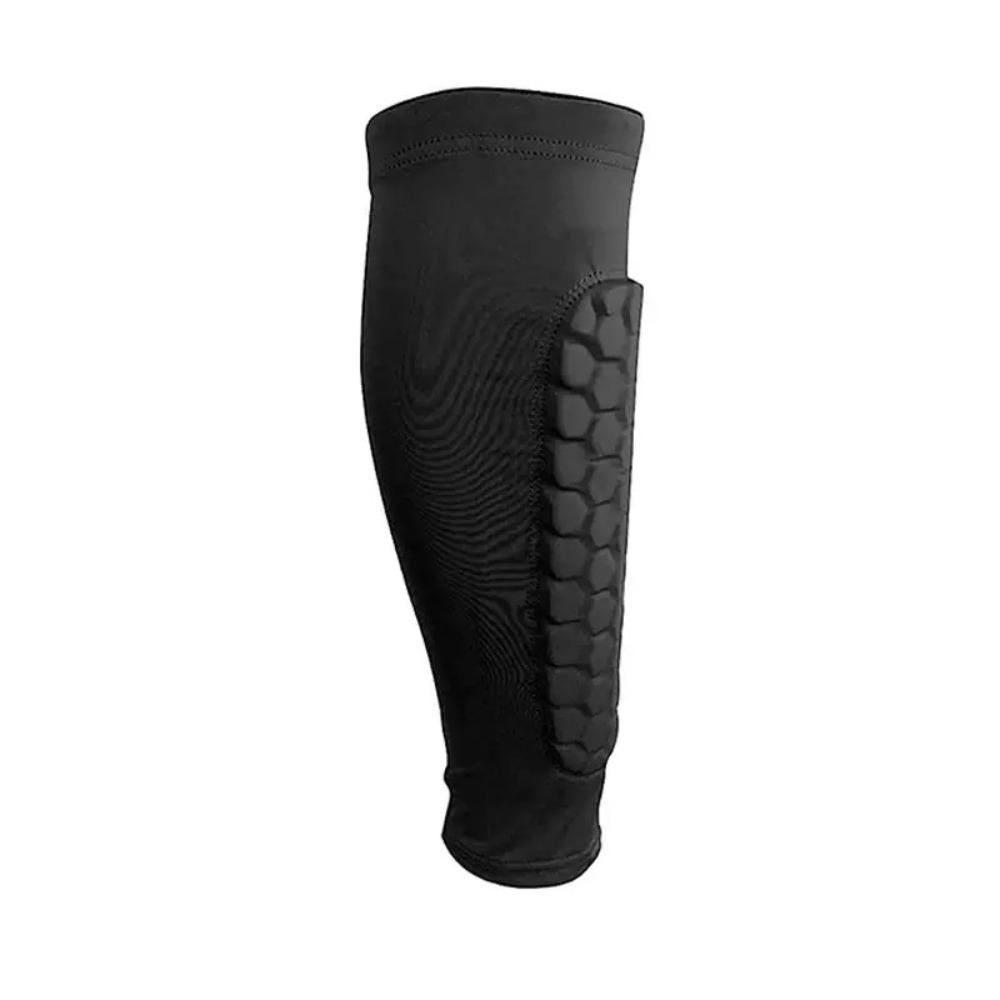 Honeycomb Soccer Shin Guards Nylon Compression Support Calf Compression Sleeves Shockproof EVA Pads Sports Legging Workouts S чёрный