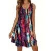 Mini-robe d'été tie-dye dégradé pour femme, sans manches, imprimé 3D, style streetwear