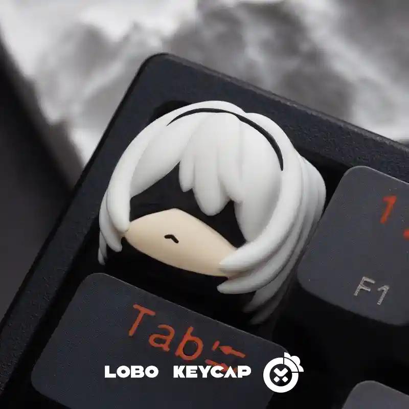 Cartnoon Lobo Nier:Automata Yorha No. 2 Type B 2B Yorha No. 9 Type S 9S Resin Keycaps Keyboard Decoration Gaming Peripheral Gift
