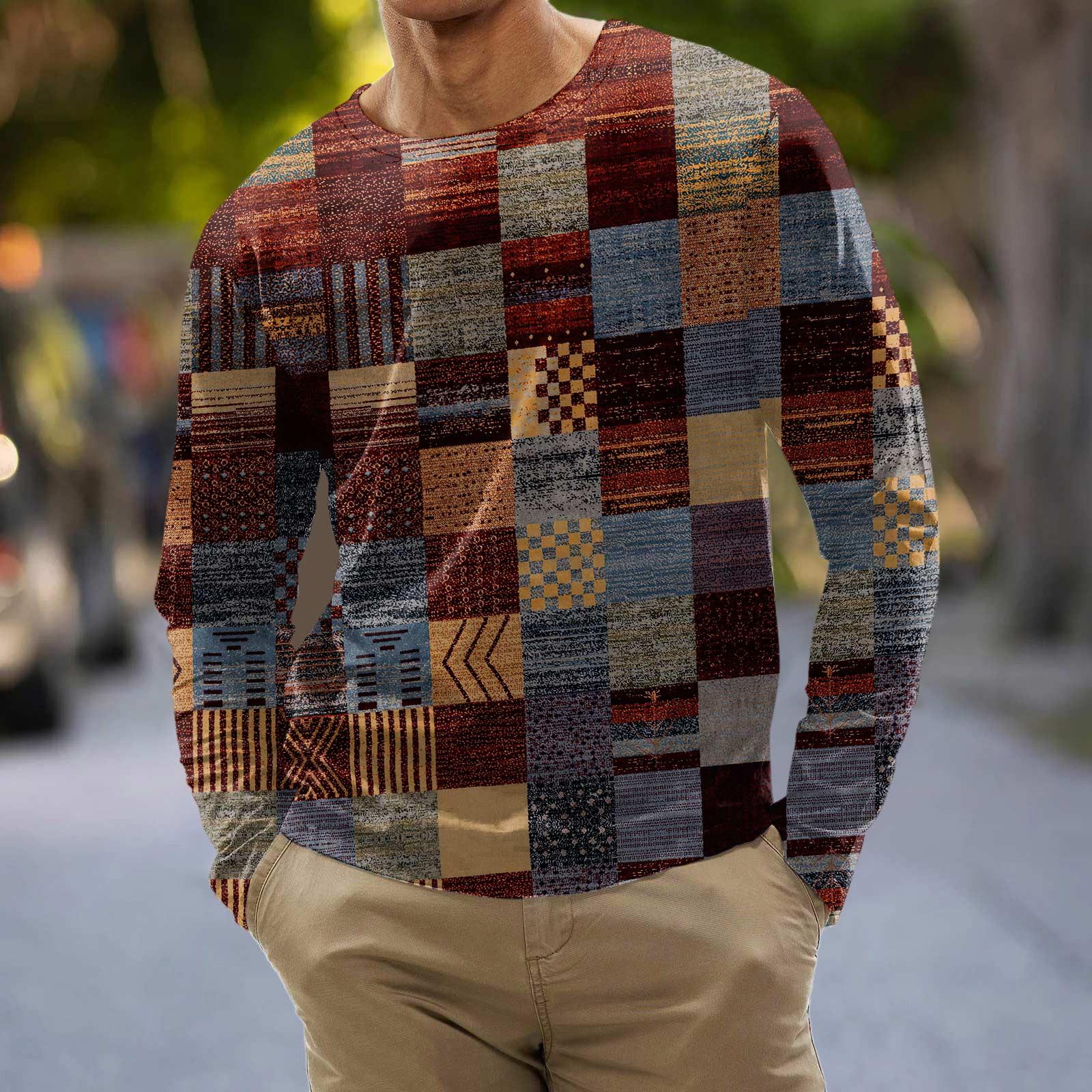 

Муж. Футболка Графика Абстракция Шея Одежда Одежда На открытом воздухе Длинный рукав С принтом Модельер Винтаж 6XL