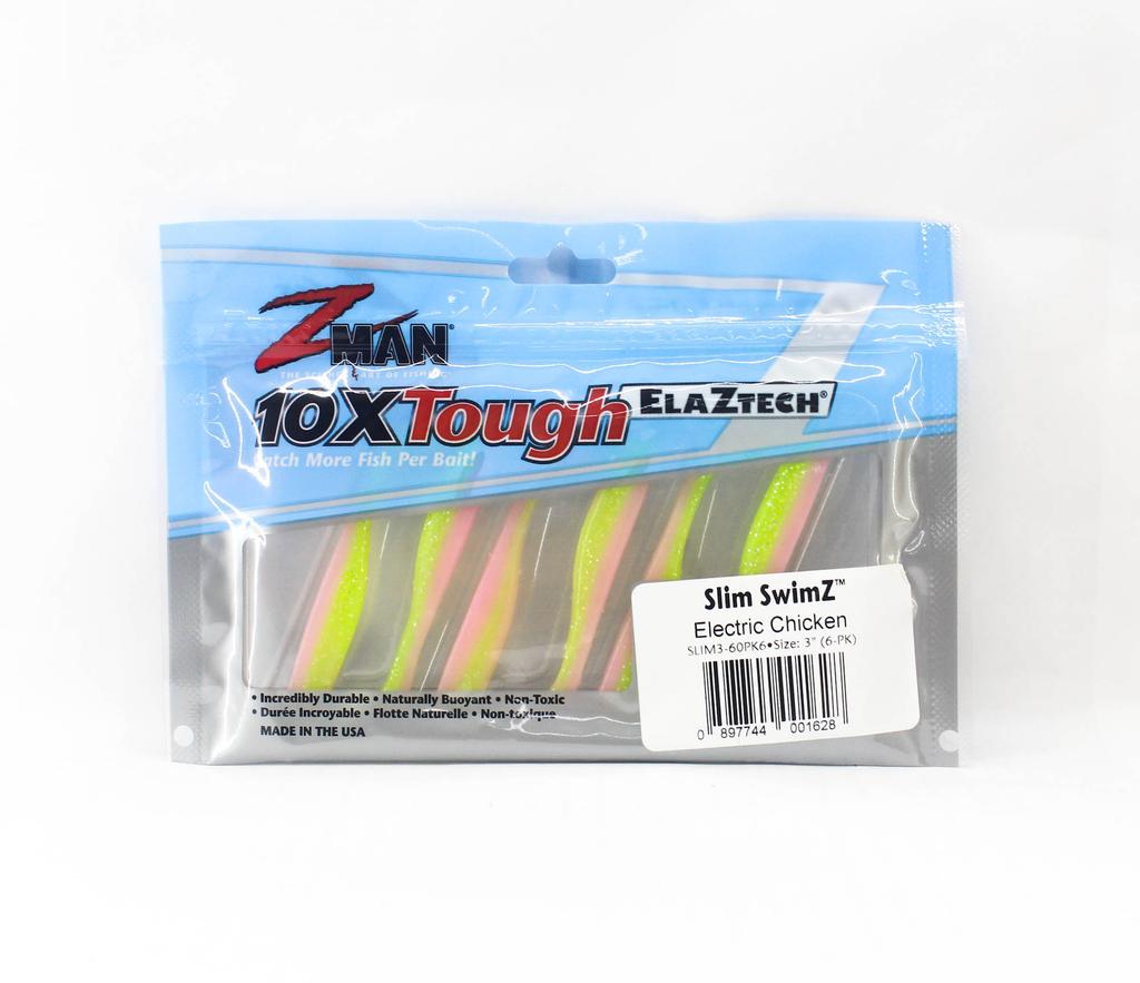 Zman Soft Lure Slim SwimZ 3 Inch 6/Pack Electric Chicken (1628)
