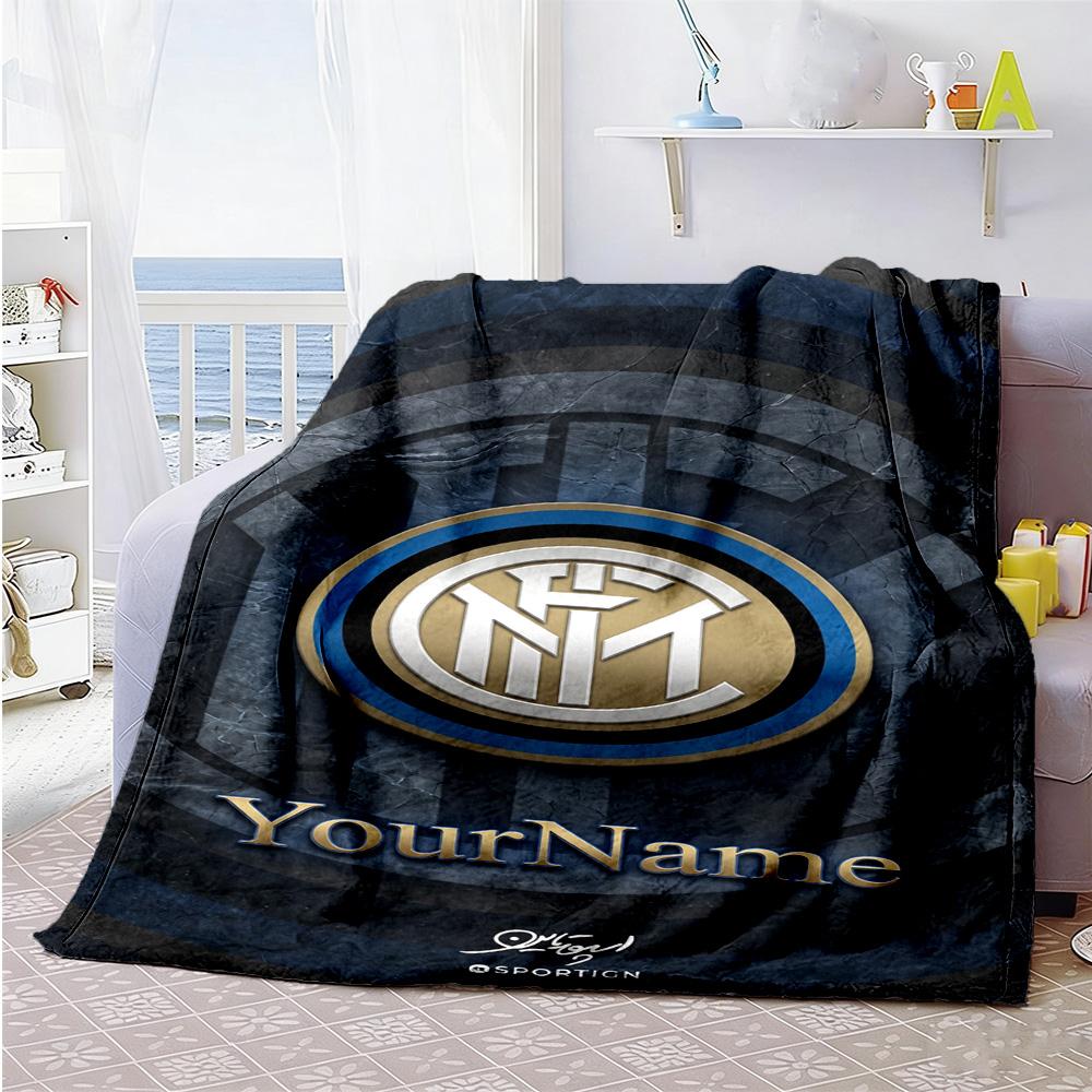 Inter Milan Customize Your Name Blanket Cozy Personalized Blanket Comfortable for Office Chair Office Chair Picnics Four Seasons Universal