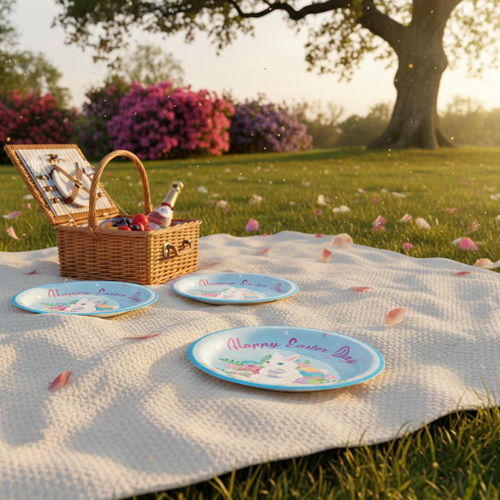 

10x Easter Paper Plates Tableware Decor for Gathering Family Indoor Outdoor