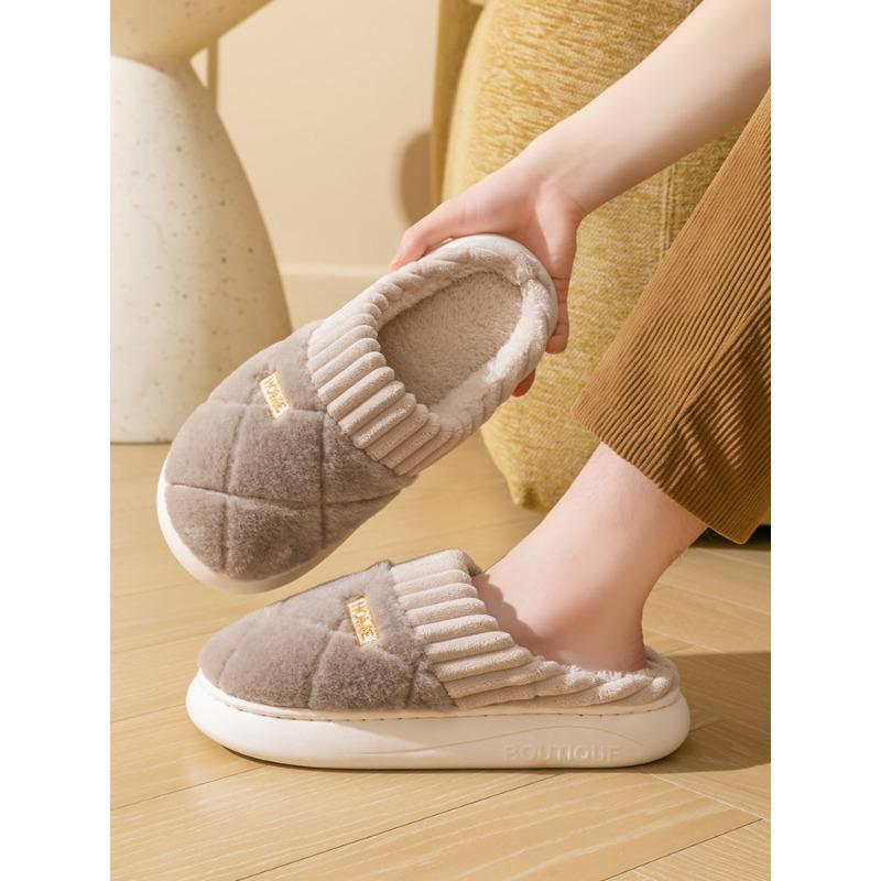 Thick Cotton Slippers with Added Fleece for Women Suitable for Keeping Warm and Slip Resistant At Home In Autumn and Winter Suitable