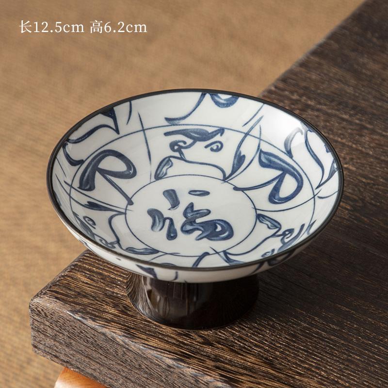 Čínska keramická miska na ovocie Modrobiely porcelán Vysoká noha Tanier na čajové pečivo Vynikajúci keramický šperk Tácka na odkladanie čajových šálok