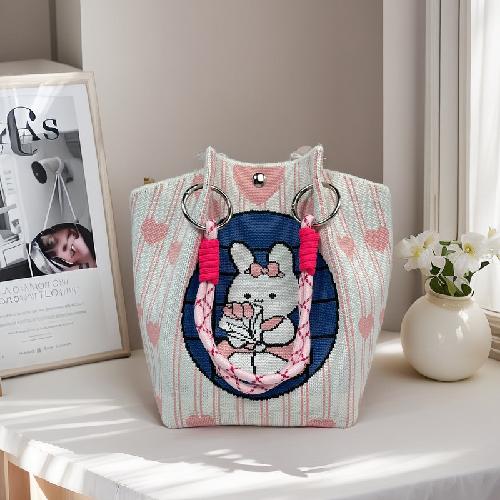 Women Knitted Bucket Tote Bag Large Capacity Versatile Handbag For Work Travel Lunch Storage