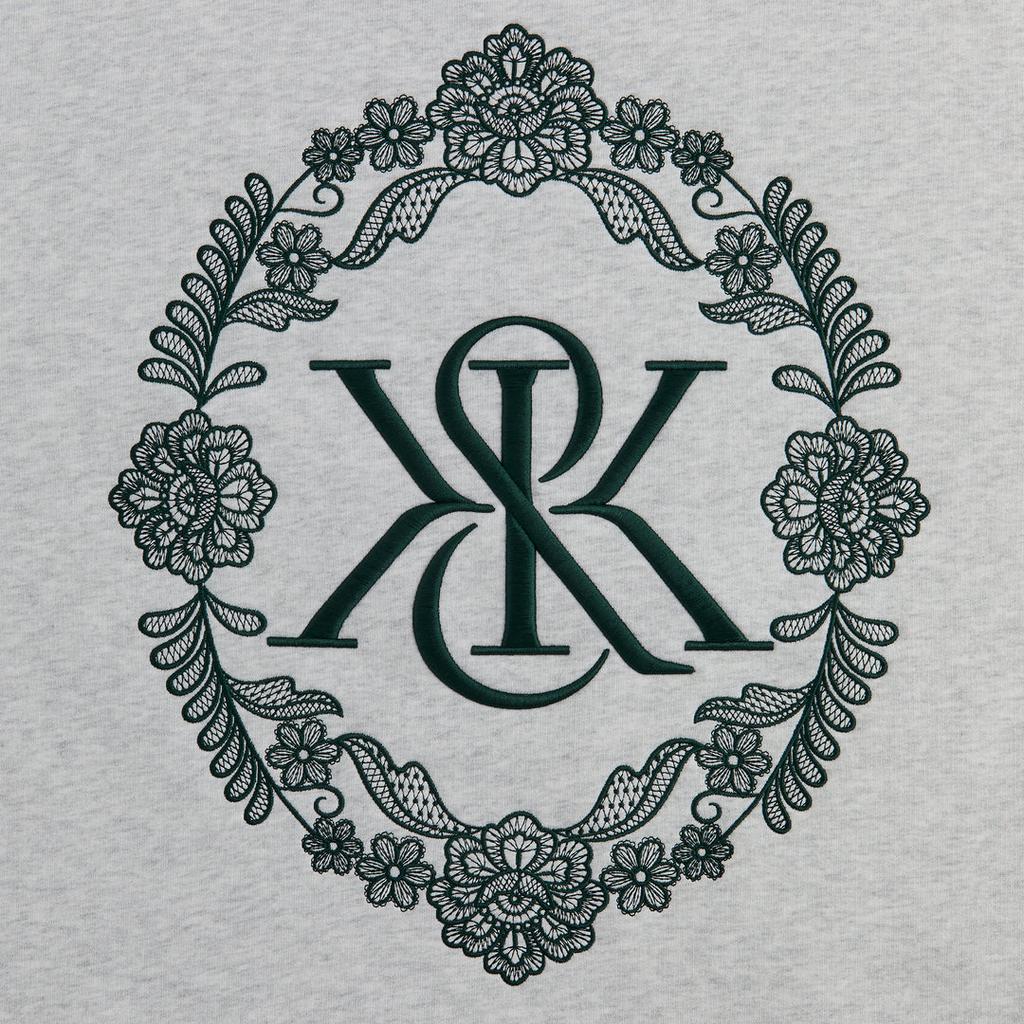 KITH Floral Lace Nelson Logo Embroidered Crewneck Long Sleeve Sweatshirt Men sweatshirt Light-Gray KHM032535-002