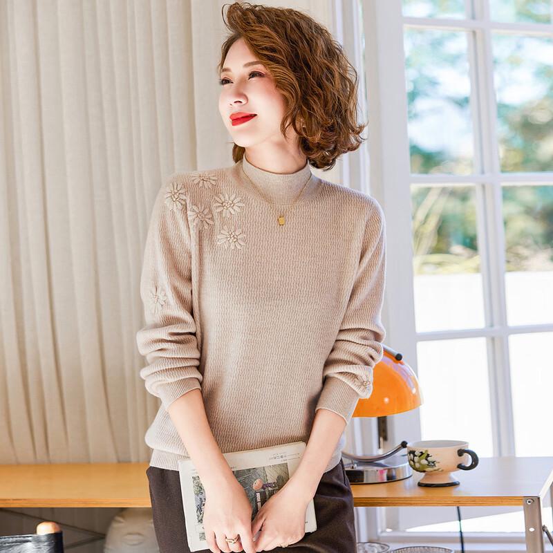 

JIANHU Women s 100% Wool Semi-Turtleneck Sweater 2XL