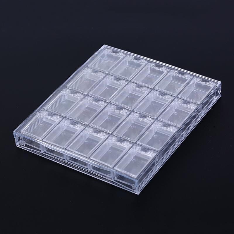 20 Grids Clear Nail Art Display Tray Glitter  Decor Storage Box Case