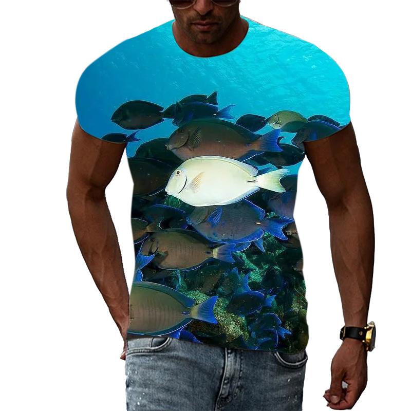 

Летние футболки с рисунком «Подводный мир», мужские повседневные футболки с принтом в стиле Харадзюку в стиле хип-хоп, модная индивидуальная футболка