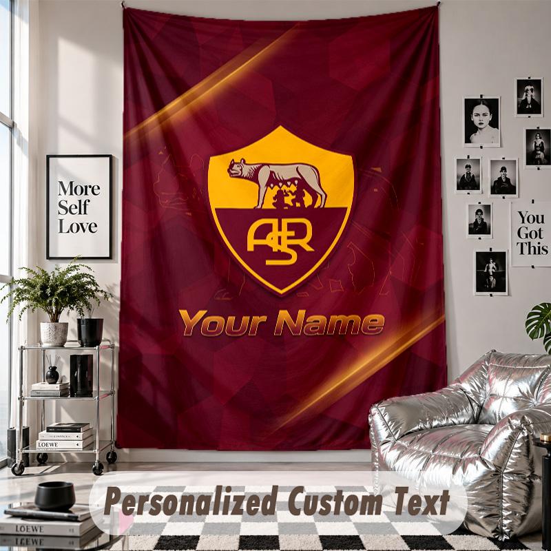 Custom Tapestry Wall Hanging, AS Roma Personalized Name Text Home Wall Decor