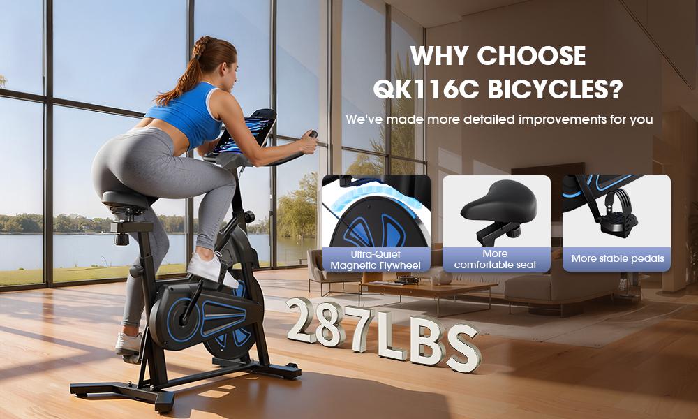 Cyclette da Interno QK116C Peso Massimo Utente 130 kg Volano da 6 kg con Display LCD