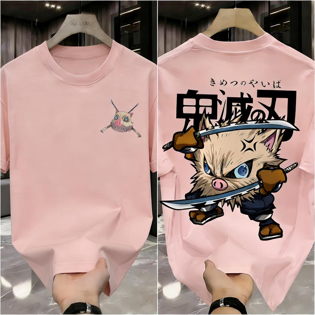 Plus Size Demon Slayer Anime Printed Unisex and Women Tshirt Casual Parent Child Top Fashion Cotton Summer Street Harajuku Y2K