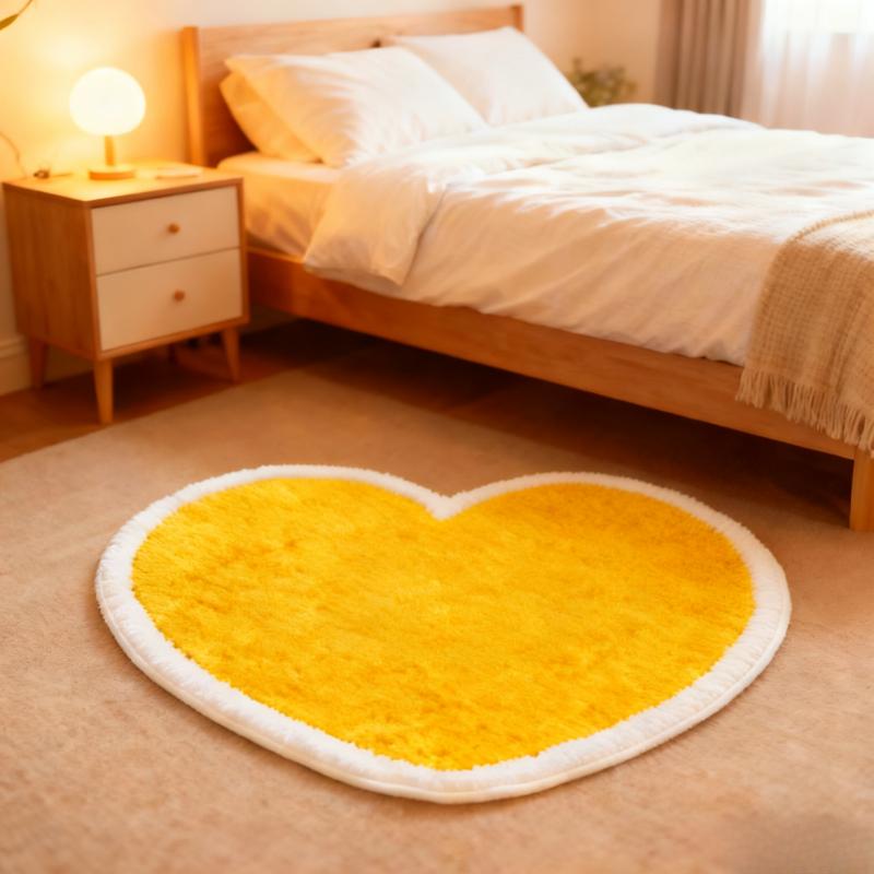Dopamine Color Bedroom Decor Carpet Heart Shape Carpets for Living Room Thick Plush Bedside Floor Mat Fluffy Soft Cloakroom Rug