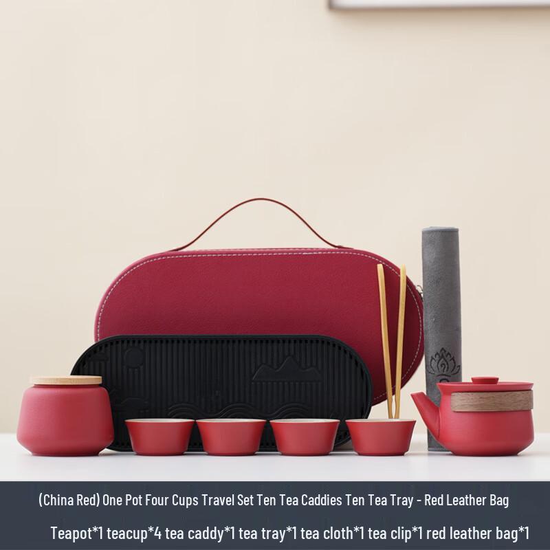 

SX Shuixi Ceramic Travel Tea Set with Tea Caddy and Tray