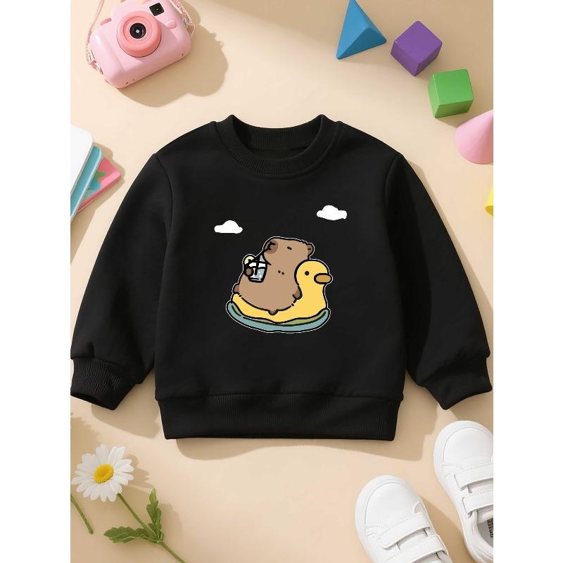 European sizes Kids' Crewneck Sweatshirt Is a Casual Long-Sleeve Pullover Made of with a Bit of Stretch, Perfect for The Fall And Winter Seasons