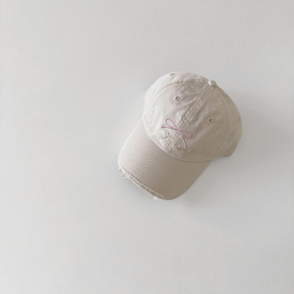 Sweet Children Baseball Cap INS Simplicity Korean Fashion Cute Embroidery Bow Peak Cap for Kids Travel Outdoor Sunshade Hat