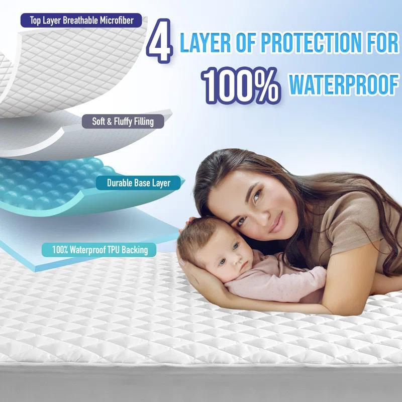 Protège-matelas imperméable Drap-housse, 1 pièce seulement, Résistant à la poussière et aux taches, Isolation de l'urine, Sans taies d'oreiller, Linge de lit minimaliste