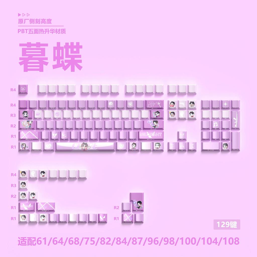 Miyu 129-Key OEM Profile Keycaps - Side-Engraved, Translucent, 5-Side Thermal Sublimation, PBT, for Custom Mechanical Keyboards