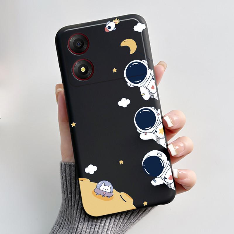 Casing For ZTE Blade A34 / A54 4G Phone Case Shell Aesthetic Cute Cat Astronaut Soft TPU Silicone Black Protective Cover Bumper