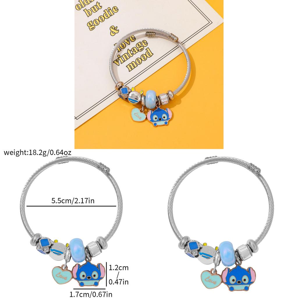 Stitch Cartoon Anhänger Perlenarmband Mit Zinklegierung Charme Zum Verschenken