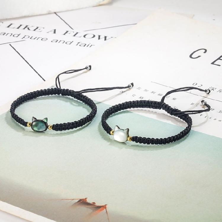 Trendy Couple Bracelet Cute Cat Charm Designed Bangle Adjustable Woven Rope