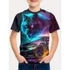 Summer Round Neck 3D Printed Wolf Pattern Top Fashionable Casual Cool Short Sleeved Children's Boy T-shirts