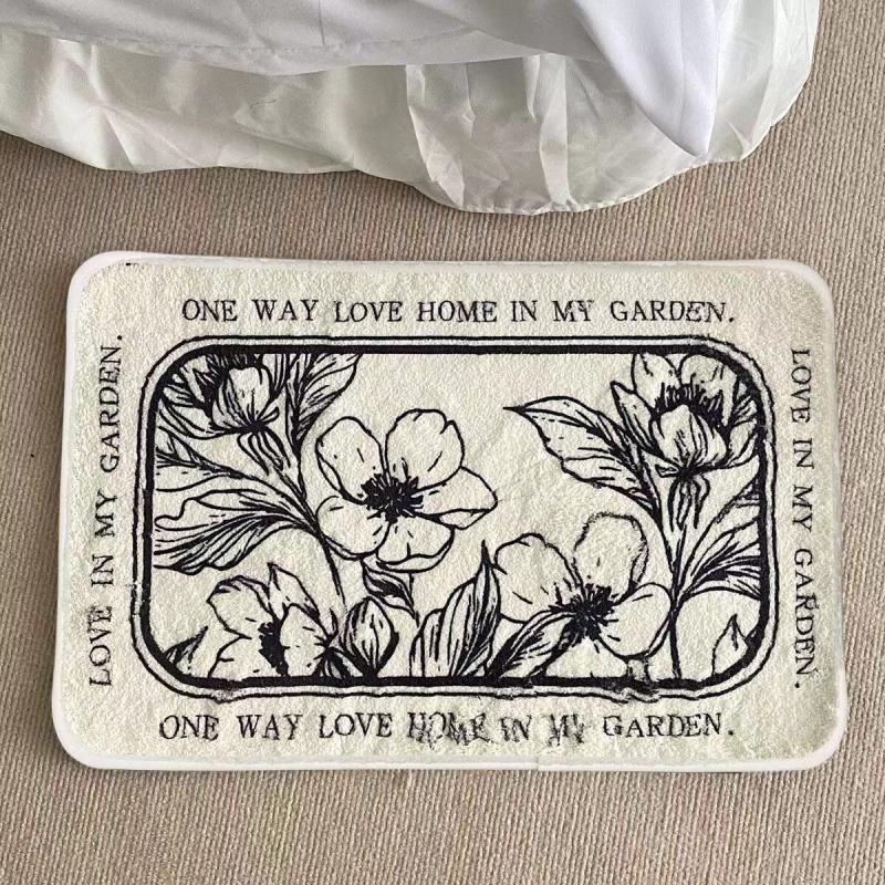 French Style Retro Floor Mat Non Slip Soft Area Rug For Bathroom Bedroom Living Room Home Decor