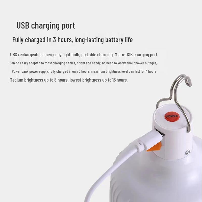 Rechargeable LED Light Bulb: Outdoor Camping, Night Market, Emergency, Super Bright, Rainproof, Power Outage Solution