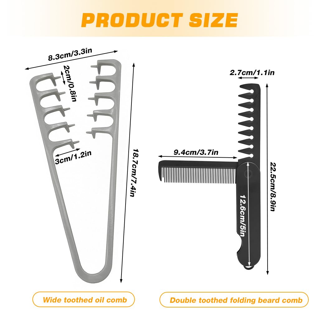 MAYCREATE® Texture Comb, Voluminous Wide Toothed hair comb Travel folding design Wide fine-toothed dual-purpose set for Women Men fluffy texture