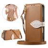 Blatt Umhängetasche Kartenfach Geldbörse Klapp Leder Handyhülle Für iPhone 17 Pro Max 16 Plus 15 14 13 12 Langes Lanyard Tasche Buchhülle
