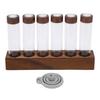 Glass Tube Display Stand Wooden Rack Multifunctional Unidirectional Valve Storage Coffee Bean Container for Kitchen Dorm