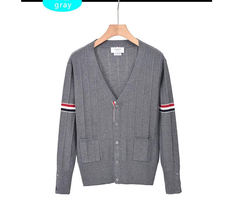 Men's Autumn 2025 Korean Style Striped Wool Cardigan Sweater
