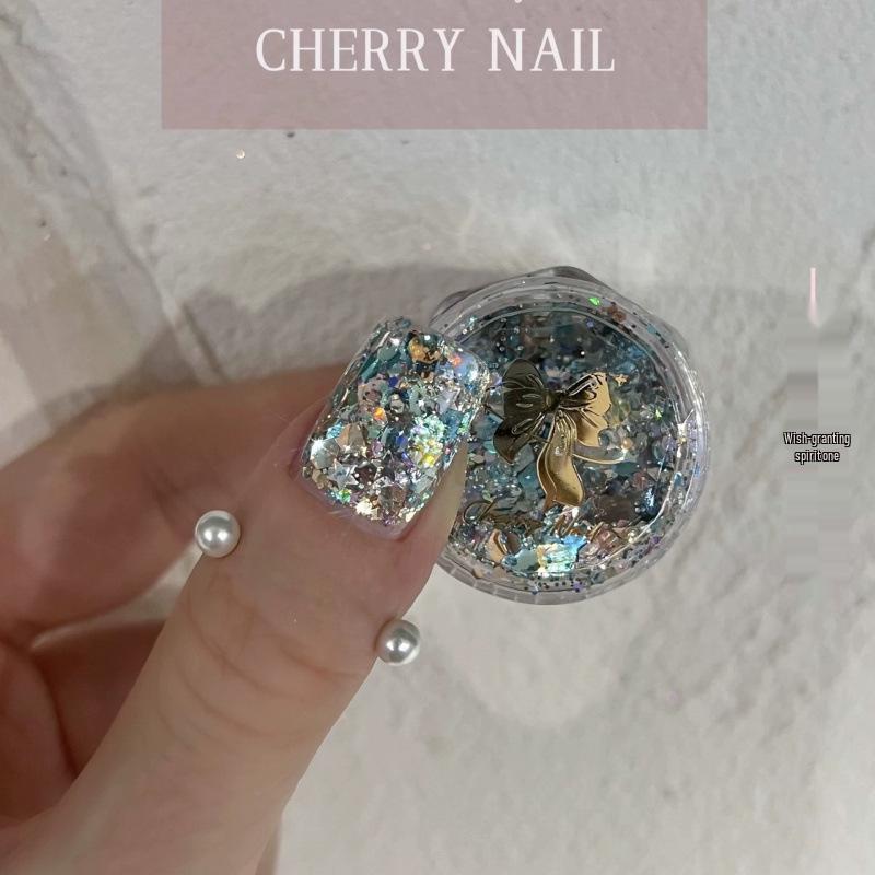 Cherry Nail Glitter: Super Flash Laser Sequins Korean Style Patches - Shiny Influencer Favorite